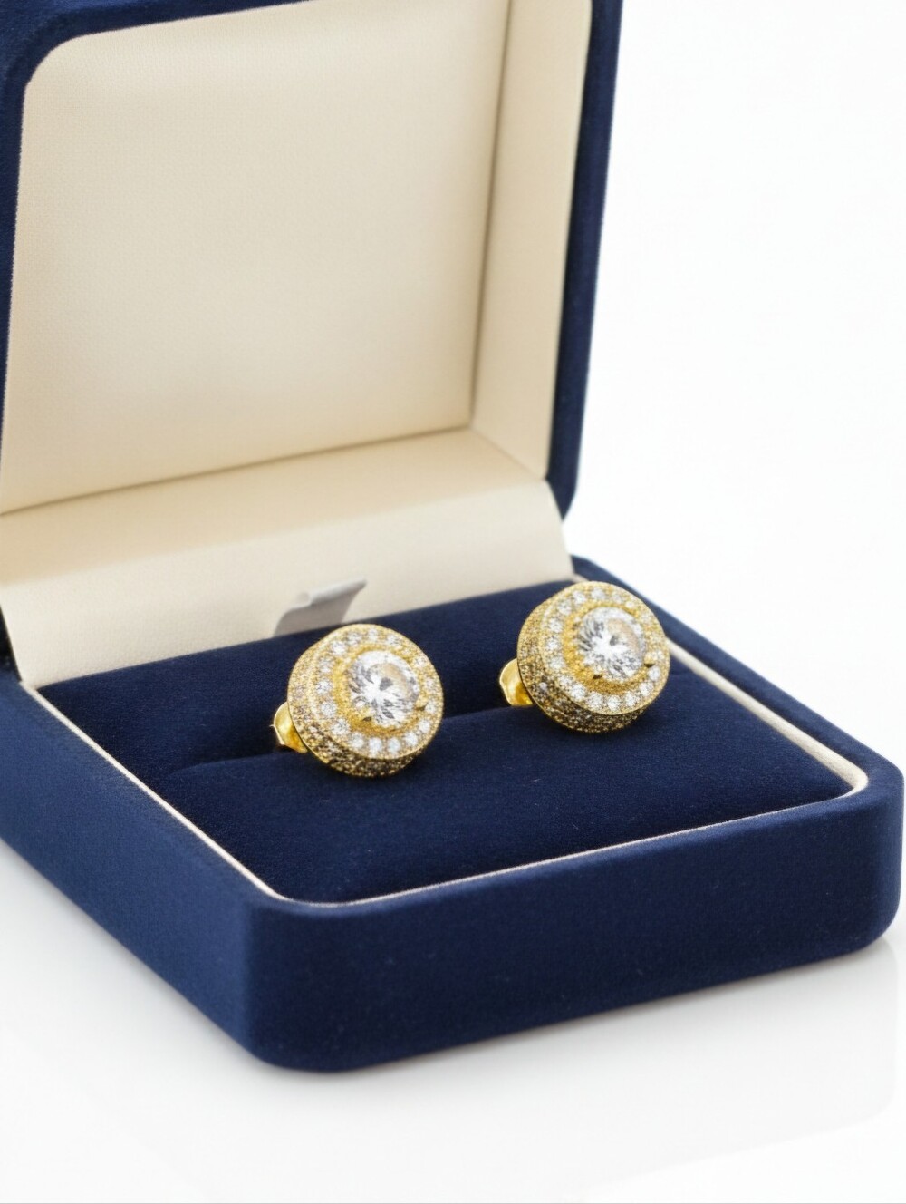 14K Halo Zirconia Earrings